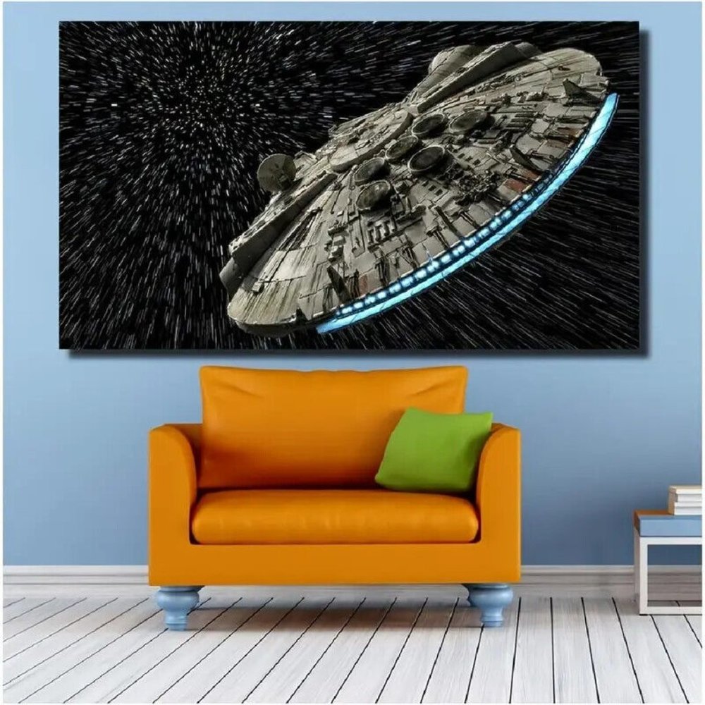 Star Wars Millennium Falcon Canvas Wall Art Poster 20x40 Han Solo Decor